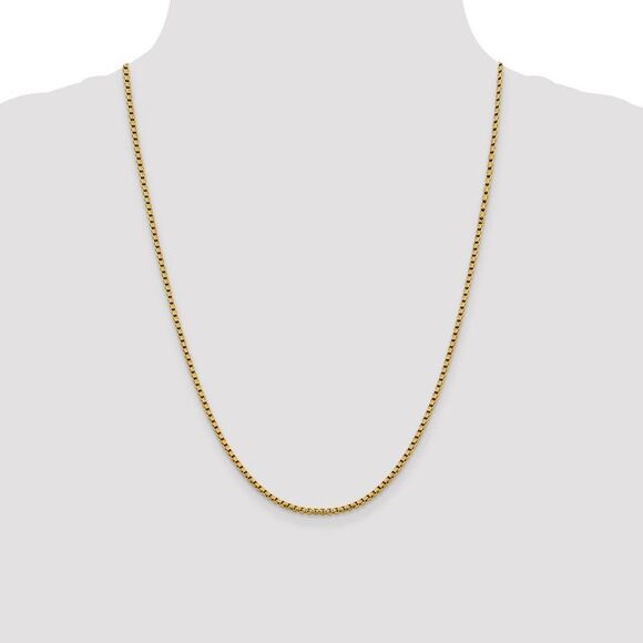 2.4mm 14k Yellow Gold Diamond Cut Round Box Chain Necklace, 24 Inch - Picture 2 of 9